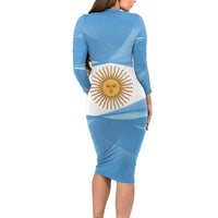 Argentina Flag Day Personalized Long Sleeve Bodycon Dress Simple Sol de Mayo