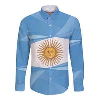 Argentina Flag Day Personalized Long Sleeve Button Shirt Simple Sol de Mayo