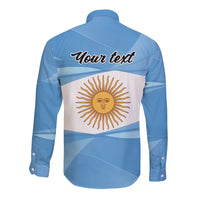 Argentina Flag Day Personalized Long Sleeve Button Shirt Simple Sol de Mayo