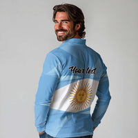 Argentina Flag Day Personalized Long Sleeve Polo Shirt Simple Sol de Mayo