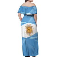 Argentina Flag Day Personalized Off Shoulder Maxi Dress Simple Sol de Mayo