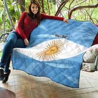 Argentina Flag Day Personalized Quilt Simple Sol de Mayo