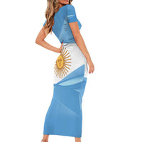 Argentina Flag Day Personalized Short Sleeve Bodycon Dress Simple Sol de Mayo