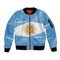 Argentina Flag Day Personalized Sleeve Zip Bomber Jacket Simple Sol de Mayo