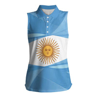 Argentina Flag Day Personalized Women Sleeveless Polo Shirt Simple Sol de Mayo
