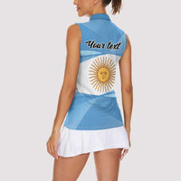 Argentina Flag Day Personalized Women Sleeveless Polo Shirt Simple Sol de Mayo