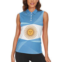 Argentina Flag Day Personalized Women Sleeveless Polo Shirt Simple Sol de Mayo