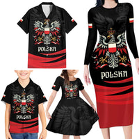 Poland National Flag Day Personalized Family Matching Long Sleeve Bodycon Dress and Hawaiian Shirt Polsk Eagle Proud to be Poland