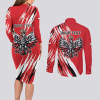 Poland National Flag Day Personalized Couples Matching Long Sleeve Bodycon Dress and Long Sleeve Button Shirt Polsk Eagle Simple Style