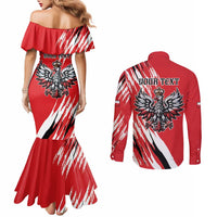 Poland National Flag Day Personalized Couples Matching Mermaid Dress and Long Sleeve Button Shirt Polsk Eagle Simple Style