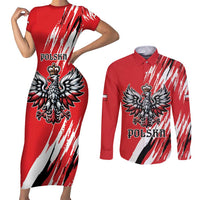 Poland National Flag Day Personalized Couples Matching Short Sleeve Bodycon Dress and Long Sleeve Button Shirt Polsk Eagle Simple Style