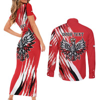 Poland National Flag Day Personalized Couples Matching Short Sleeve Bodycon Dress and Long Sleeve Button Shirt Polsk Eagle Simple Style