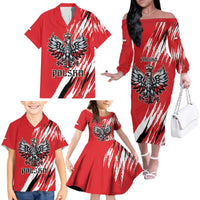 Poland National Flag Day Personalized Family Matching Off The Shoulder Long Sleeve Dress and Hawaiian Shirt Polsk Eagle Simple Style