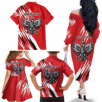 Poland National Flag Day Personalized Family Matching Off The Shoulder Long Sleeve Dress and Hawaiian Shirt Polsk Eagle Simple Style