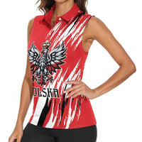 Poland National Flag Day Personalized Women Sleeveless Polo Shirt Polsk Eagle Simple Style