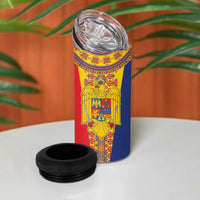 Romania Traditional Embroidery Pattern 4 in 1 Can Cooler Tumbler