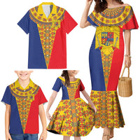 Romania Traditional Embroidery Pattern Family Matching Mermaid Dress and Hawaiian Shirt
