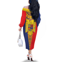 Romania Traditional Embroidery Pattern Family Matching Off The Shoulder Long Sleeve Dress and Hawaiian Shirt