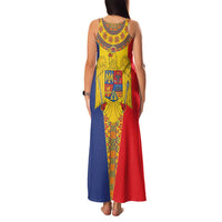 Romania Traditional Embroidery Pattern Family Matching Tank Maxi Dress and Hawaiian Shirt