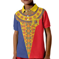 Romania Traditional Embroidery Pattern Kid Polo Shirt