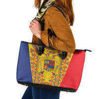 Romania Traditional Embroidery Pattern Leather Tote Bag