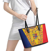 Romania Traditional Embroidery Pattern Leather Tote Bag