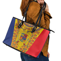 Romania Traditional Embroidery Pattern Leather Tote Bag