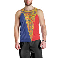 Romania Traditional Embroidery Pattern Men Tank Top