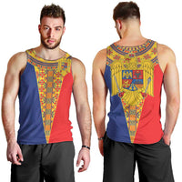 Romania Traditional Embroidery Pattern Men Tank Top