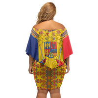 Romania Traditional Embroidery Pattern Off Shoulder Short Dress