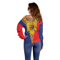 Romania Traditional Embroidery Pattern Off Shoulder Sweater