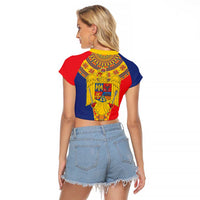 Romania Traditional Embroidery Pattern Raglan Cropped T Shirt
