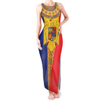 Romania Traditional Embroidery Pattern Tank Maxi Dress