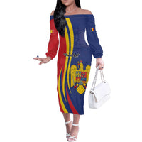 Romania Flag Day Personalized Family Matching Off The Shoulder Long Sleeve Dress and Hawaiian Shirt National Golden Eagle