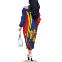 Romania Flag Day Personalized Family Matching Off The Shoulder Long Sleeve Dress and Hawaiian Shirt National Golden Eagle