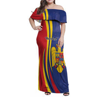 Romania Flag Day Personalized Family Matching Off Shoulder Maxi Dress and Hawaiian Shirt National Golden Eagle