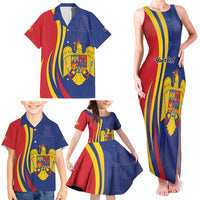 Romania Flag Day Personalized Family Matching Tank Maxi Dress and Hawaiian Shirt National Golden Eagle