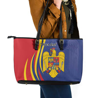 Romania Flag Day Personalized Leather Tote Bag National Golden Eagle