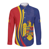 Romania Flag Day Personalized Long Sleeve Button Shirt National Golden Eagle