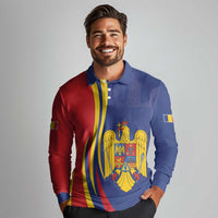 Romania Flag Day Personalized Long Sleeve Polo Shirt National Golden Eagle