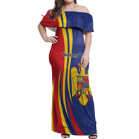 Romania Flag Day Personalized Off Shoulder Maxi Dress National Golden Eagle
