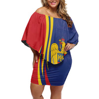 Romania Flag Day Personalized Off Shoulder Short Dress National Golden Eagle