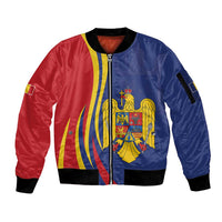Romania Flag Day Personalized Sleeve Zip Bomber Jacket National Golden Eagle