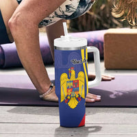 Romania Flag Day Personalized Tumbler With Handle National Golden Eagle