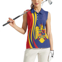 Romania Flag Day Personalized Women Sleeveless Polo Shirt National Golden Eagle