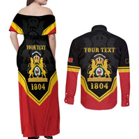 Haiti First Empire 1804-1806 Personalized Couples Matching Off Shoulder Maxi Dress and Long Sleeve Button Shirt Haiti Liberte ou la Mort!