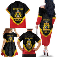 Haiti First Empire 1804-1806 Personalized Family Matching Off The Shoulder Long Sleeve Dress and Hawaiian Shirt Haiti Liberte ou la Mort!