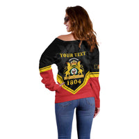 Haiti First Empire 1804-1806 Personalized Off Shoulder Sweater Haiti Liberte ou la Mort!
