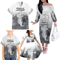 Haiti Pride Citadelle Laferriere 1804 Personalized Family Matching Off The Shoulder Long Sleeve Dress and Hawaiian Shirt