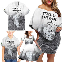 Haiti Pride Citadelle Laferriere 1804 Personalized Family Matching Off Shoulder Short Dress and Hawaiian Shirt